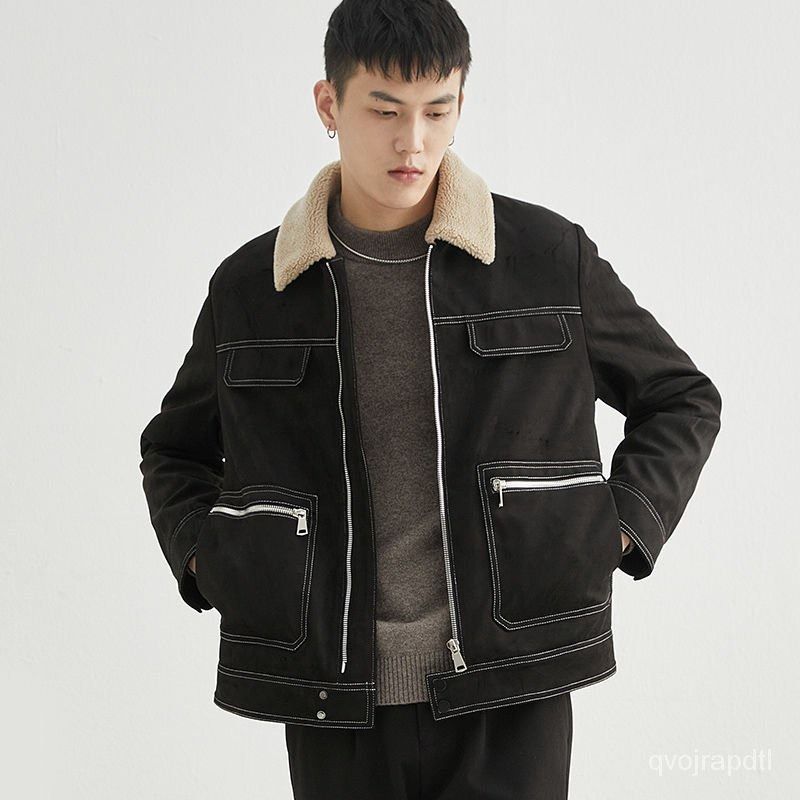 Lamb wool coat mens deals