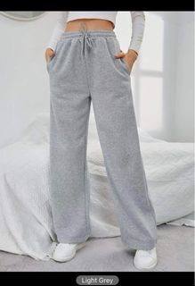 SHEIN EZwear Solid Drawstring Slant Pocket Sweatpants/Light Grey - XS