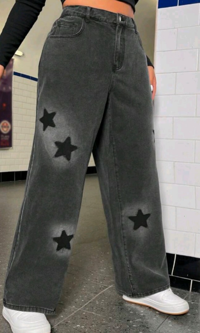 SHEIN PLUS SIZE JEANS STAR, Women's Fashion, Bottoms, Jeans & Leggings ...