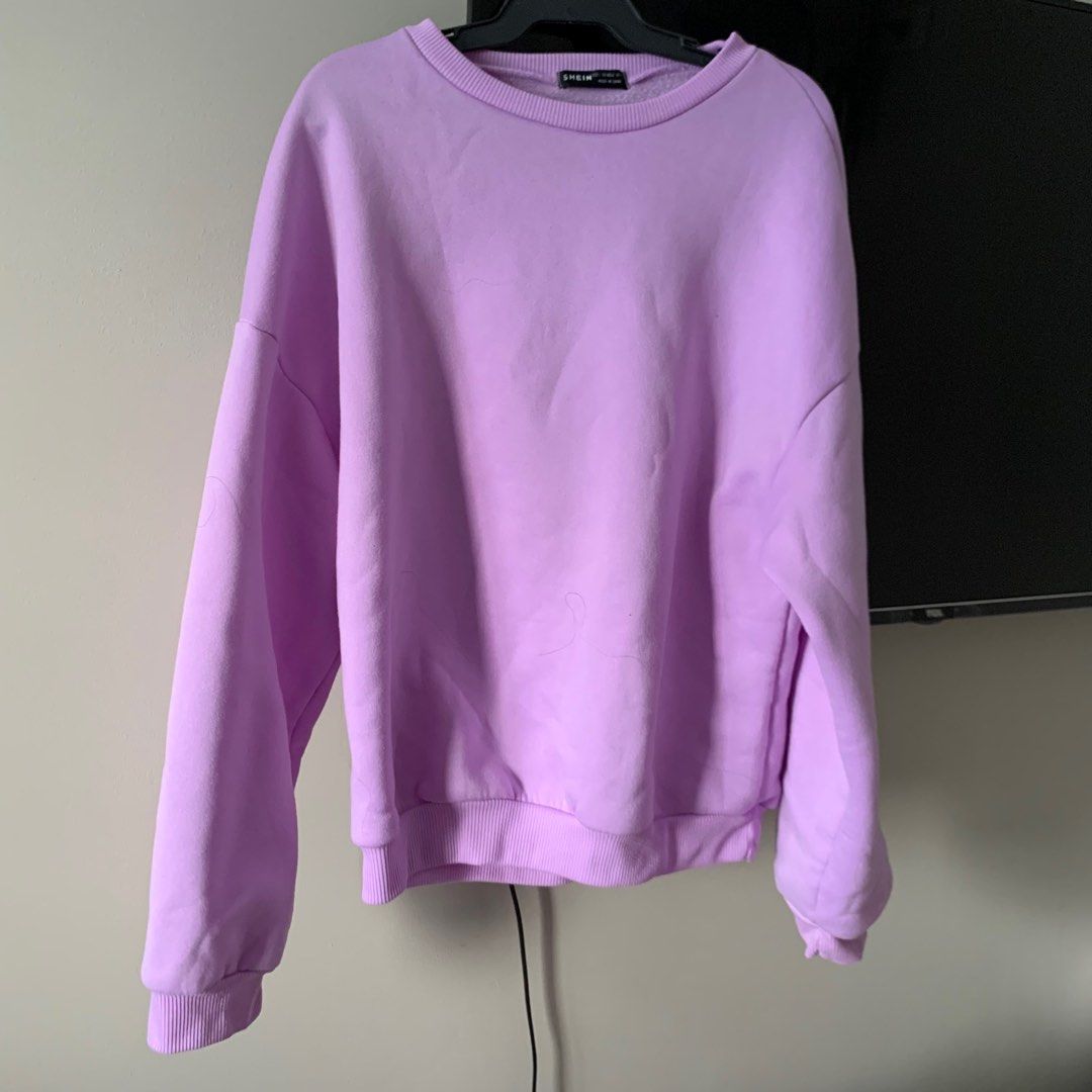 SHEIN Purple / Violet Drop Shoulder Sweater / Pullover (Category: Coats, Jackets and Outerwear) located in Manila. Submitted by farfromregularco (Listing ID 1263617101, Image 2). Description: Shein Solid Drop Shoulder Pullover RFS: Never used, was only stored. Bought for P500 Size: L (Specific measurements acc. to Shein below) Product Measurement Shoulder: 24.8 inch Length: 24.2 inch Sleeve Length: 20.2 inch Bust: 44.9 inch Cuff: 12.8-8.5 inch Bi