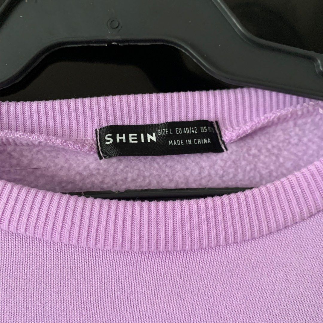 SHEIN Purple / Violet Drop Shoulder Sweater / Pullover (Category: Coats, Jackets and Outerwear) located in Manila. Submitted by farfromregularco (Listing ID 1263617101, Image 3). Description: Shein Solid Drop Shoulder Pullover RFS: Never used, was only stored. Bought for P500 Size: L (Specific measurements acc. to Shein below) Product Measurement Shoulder: 24.8 inch Length: 24.2 inch Sleeve Length: 20.2 inch Bust: 44.9 inch Cuff: 12.8-8.5 inch Bi
