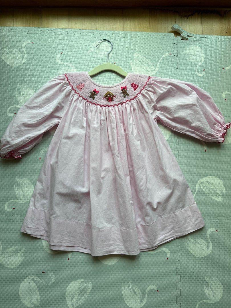 Girls smocked christmas dress discount