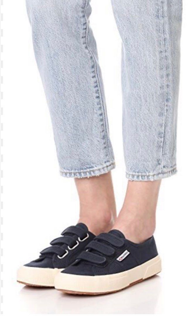 Superga hot sale velcro navy