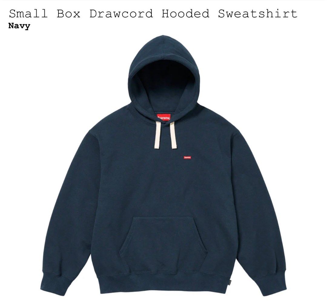 Supreme Small Box Drawcord Hooded Sweatshirt, 名牌, 服裝- Carousell