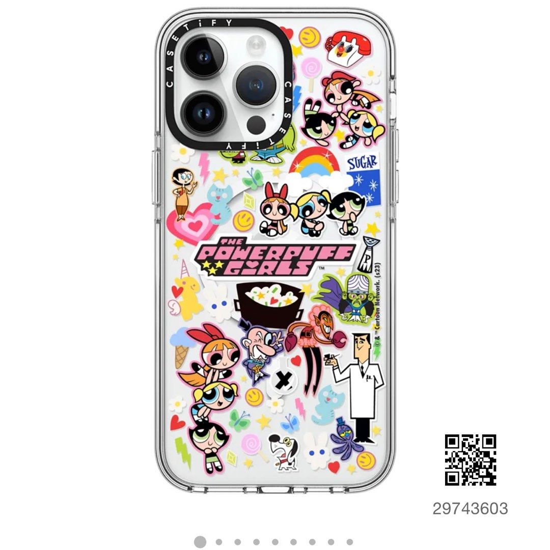 the powerpuff girls stickermania case authentic magsafe casetify usa iphone  apple 14 pro max white clear cute casing hard cover protection blossom