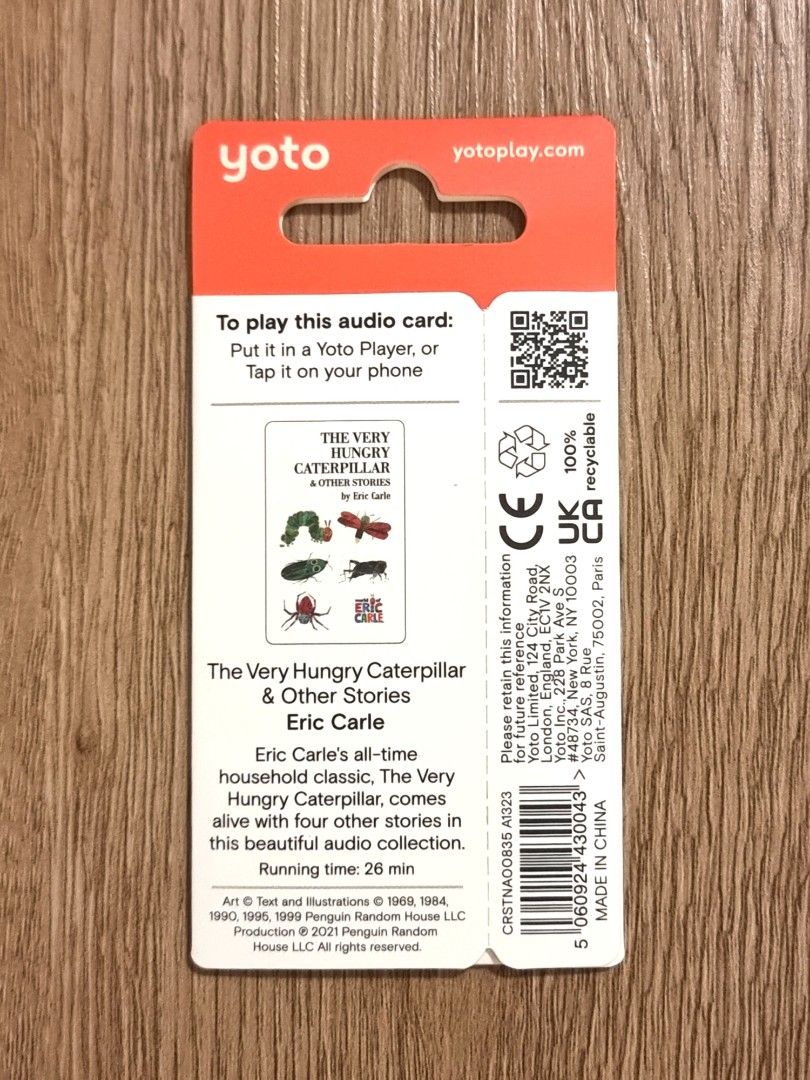 The Very Hungry Caterpillar Eric Carle Yoto card, Hobbies & Toys, Toys ...