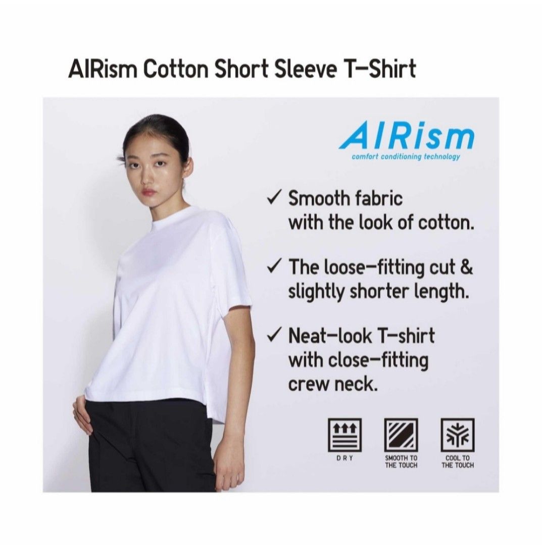 Uniqlo Airism Cotton Short Sleeve T-shirt, Women's Fashion, Tops, Shirts on  Carousell