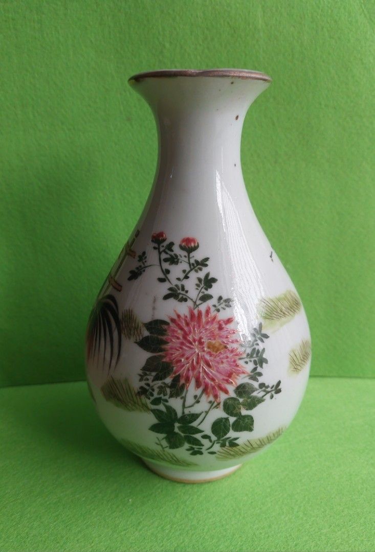 Vintage China Porcelain Vase 中华民国三十四年江西瓷业公司<一鸣天下 