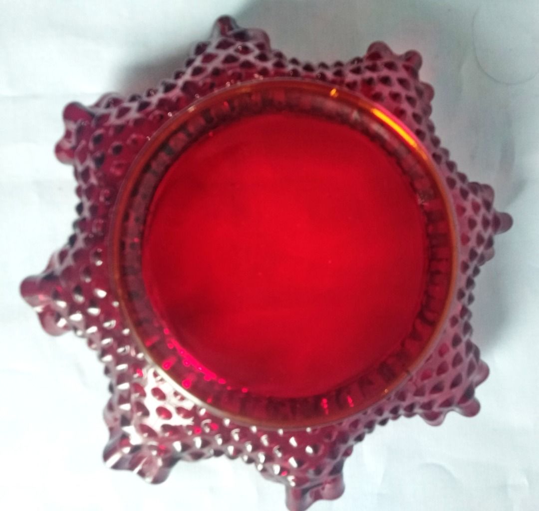 Vintage Fenton Hobnail Ruby Red Ruffled Bowl, Hobbies & Toys ...