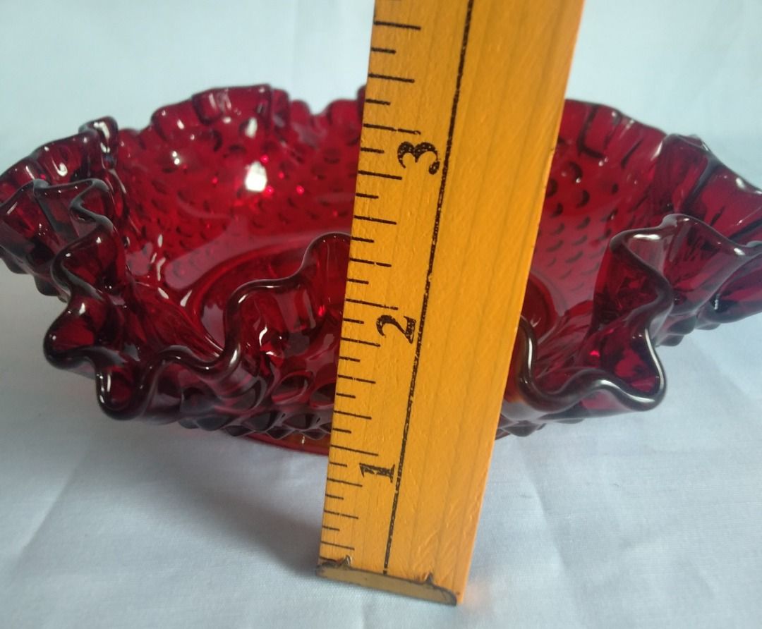 Vintage Fenton Hobnail Ruby Red Ruffled Bowl, Hobbies & Toys ...