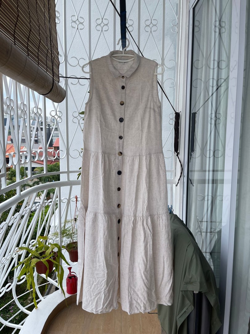 Warehouse white linen dress clearance