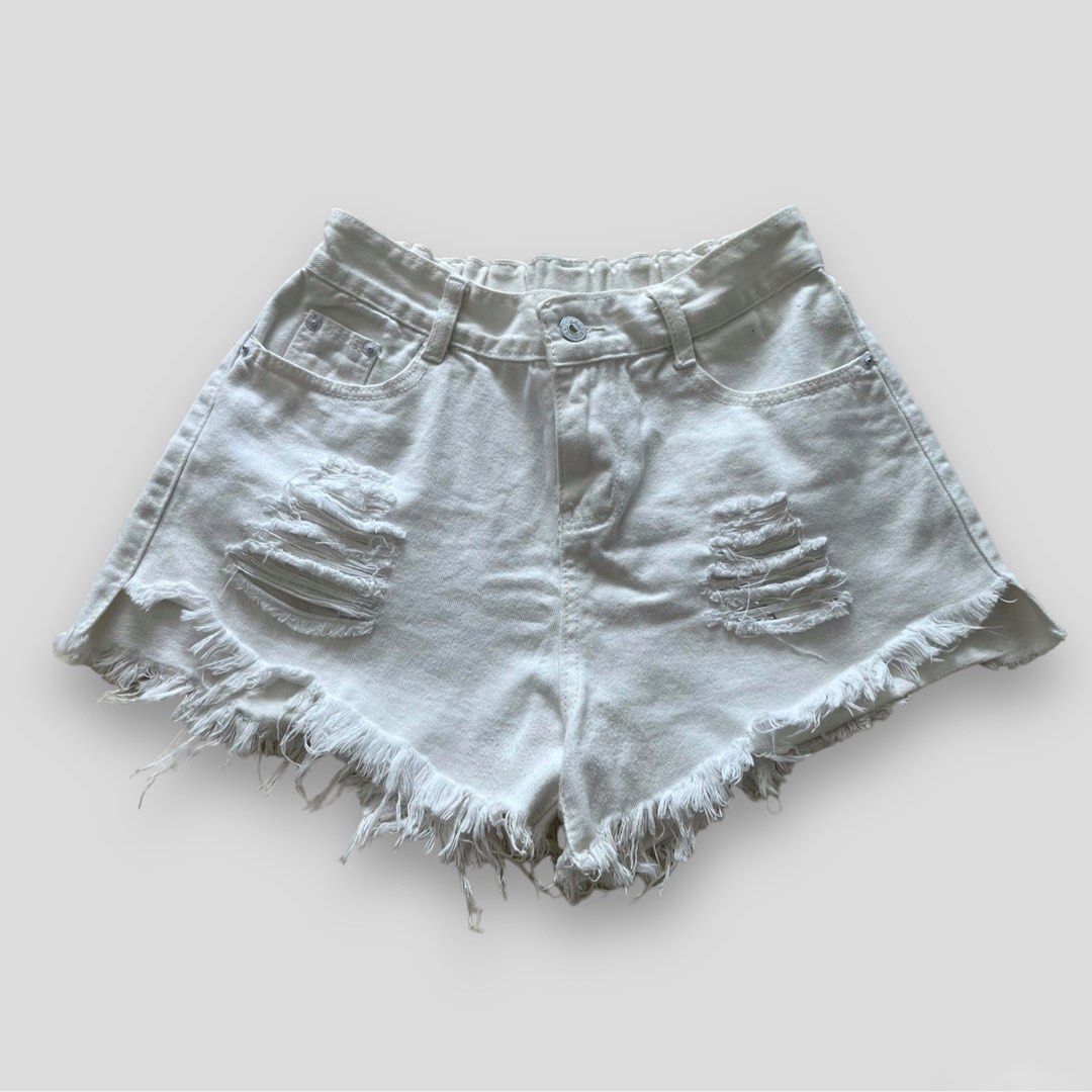 White ripped high hotsell waisted shorts