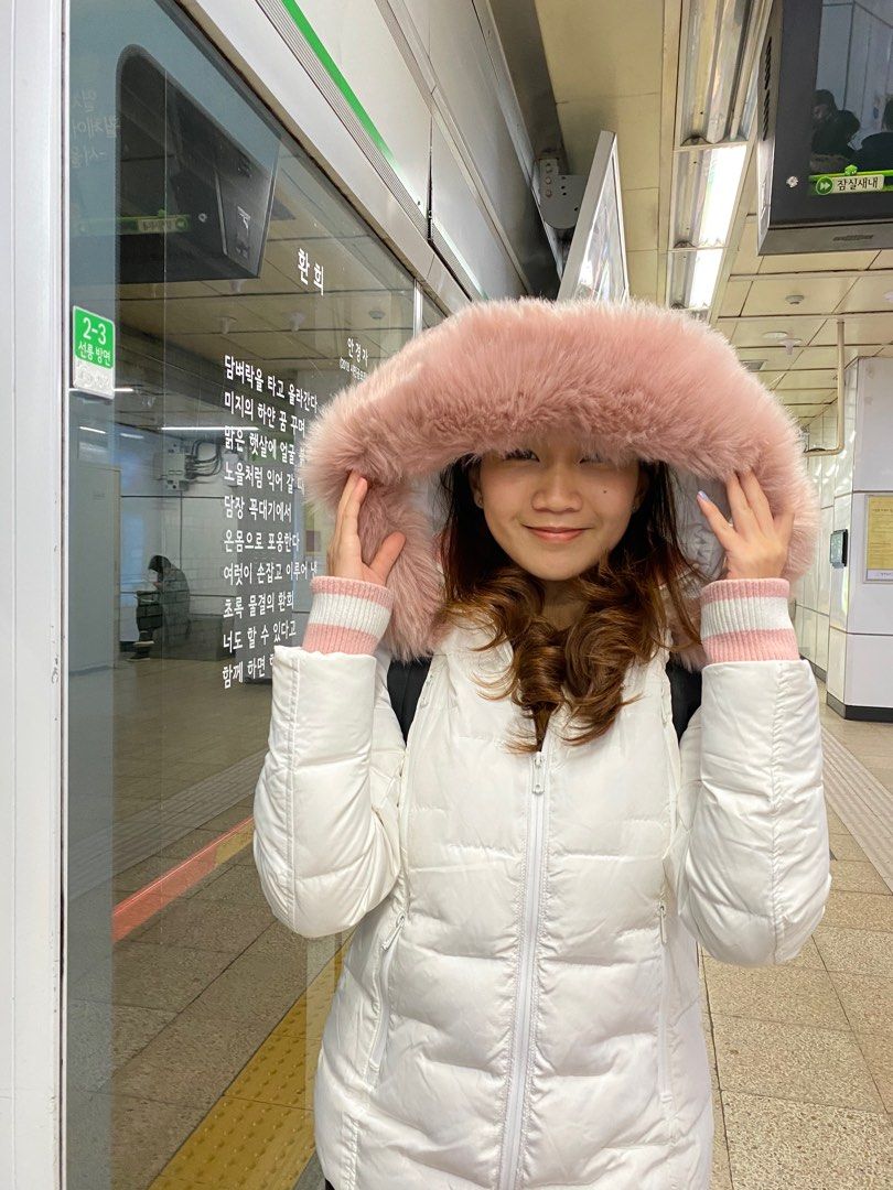 Winter Time Down Feather Winter Jacket in White and Pink
