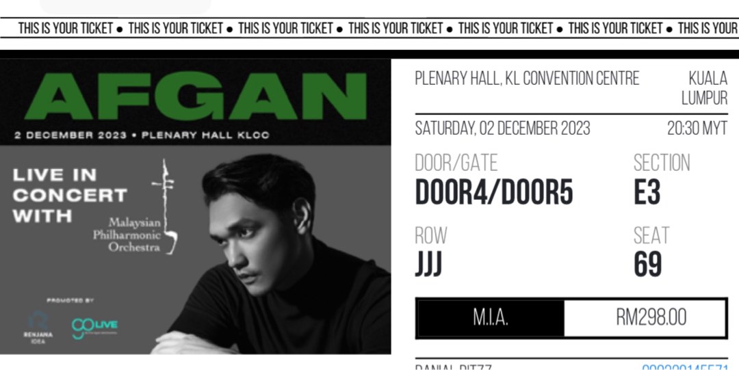 WTS: 2 tickets X AFGAN Live in Concert with Orchestra 2023 - KLCC