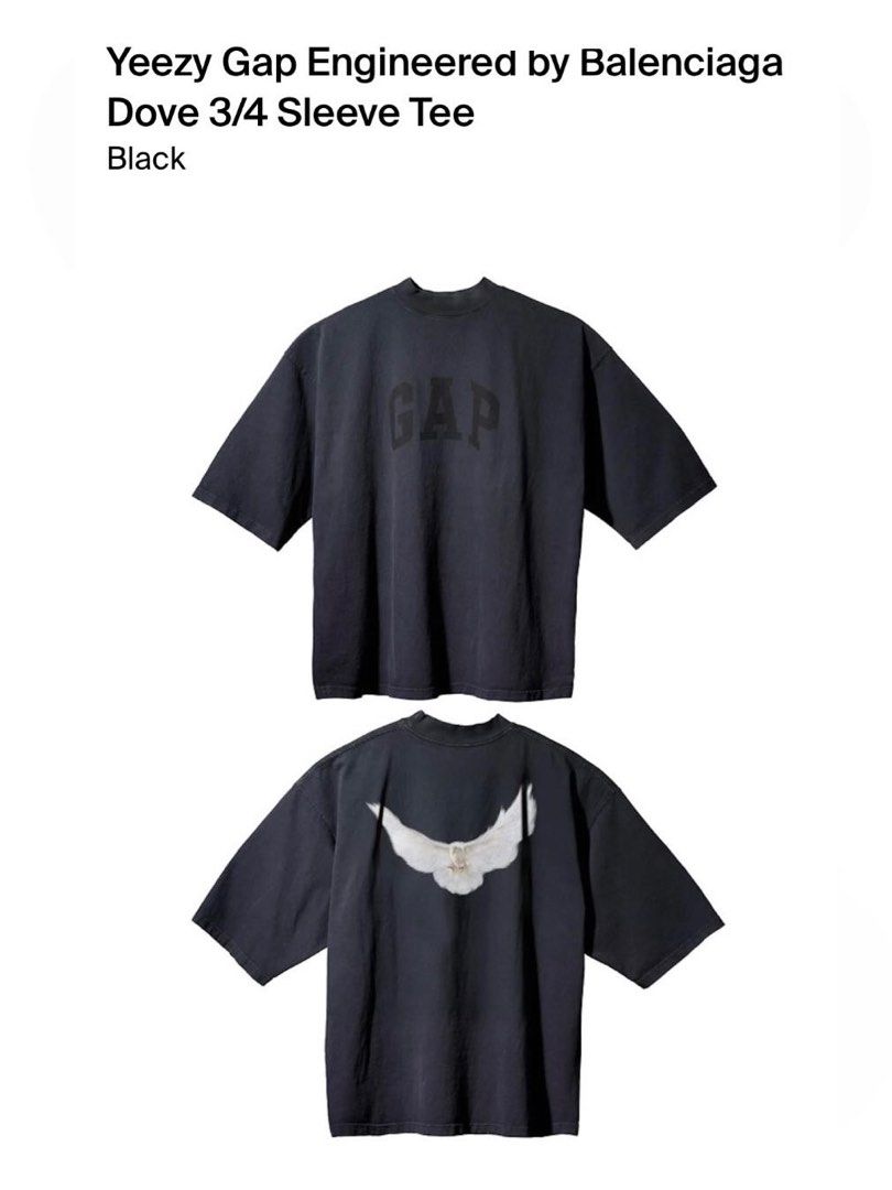 YEEZY GAP Engineered by Balenciaga Dove 3/4 Sleeve Tee Black