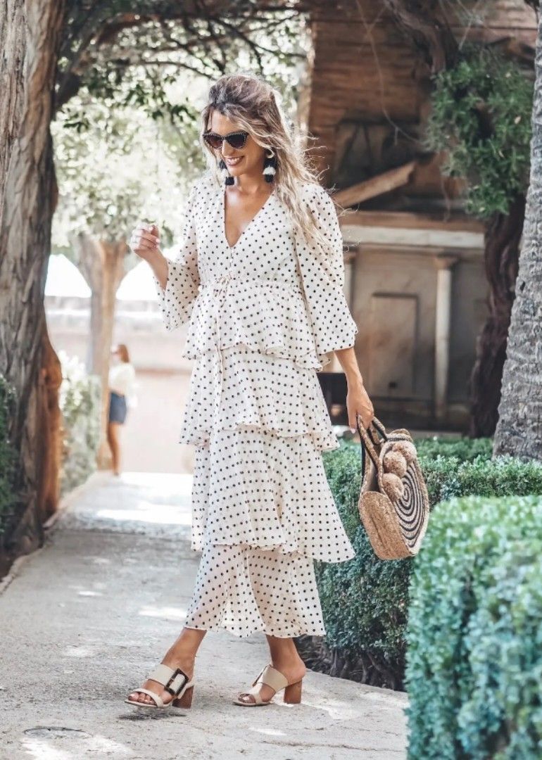 Zara polka dot maxi dress top