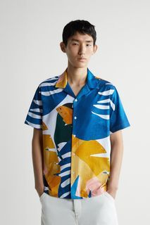 Zara Stretch Shirt with Leaf Print