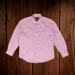 #00120 Bossini Plain Formal Pink Long Sleeves for Men Cotton Top Menswear Longsleeve Shirts Casual