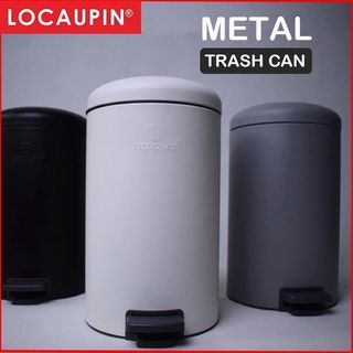 20L Large volume metal pedal trash can (white)