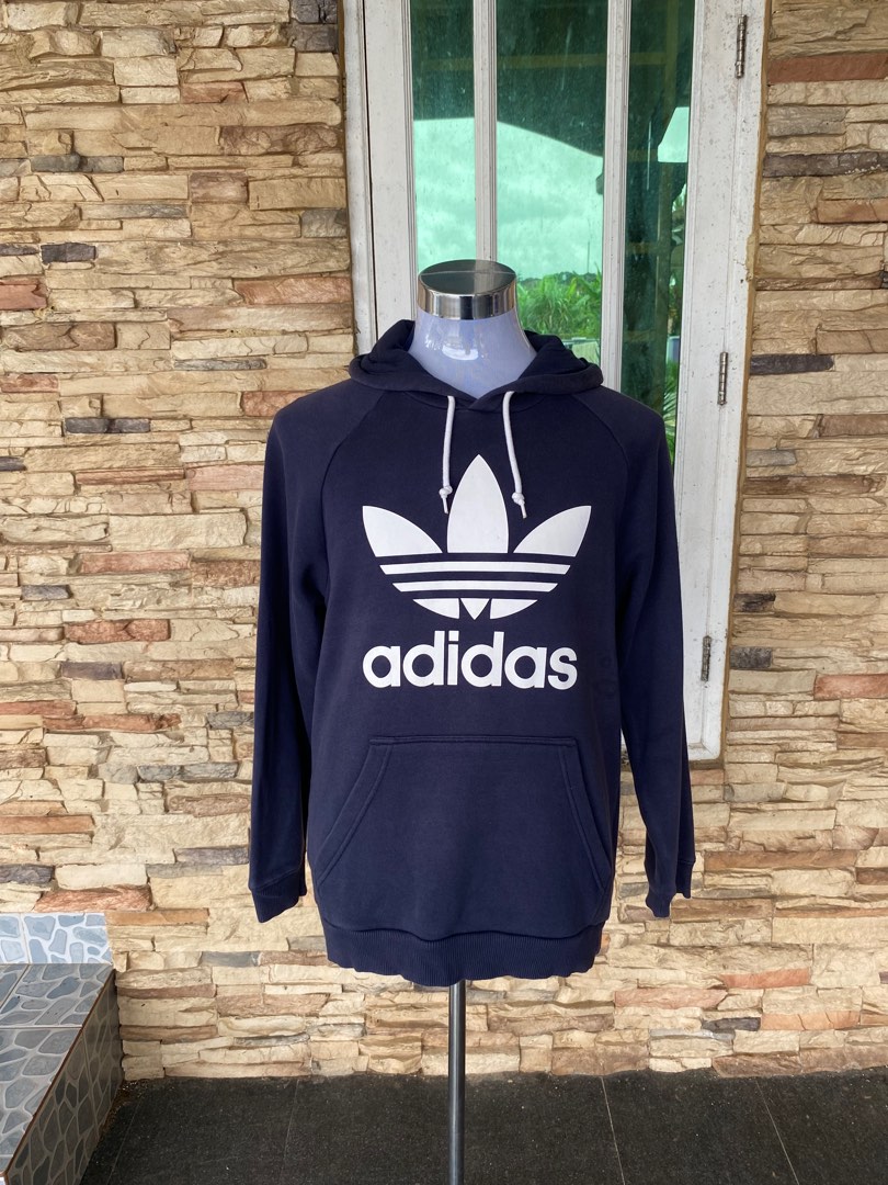 Adidas trefoil on sale hoodie navy blue