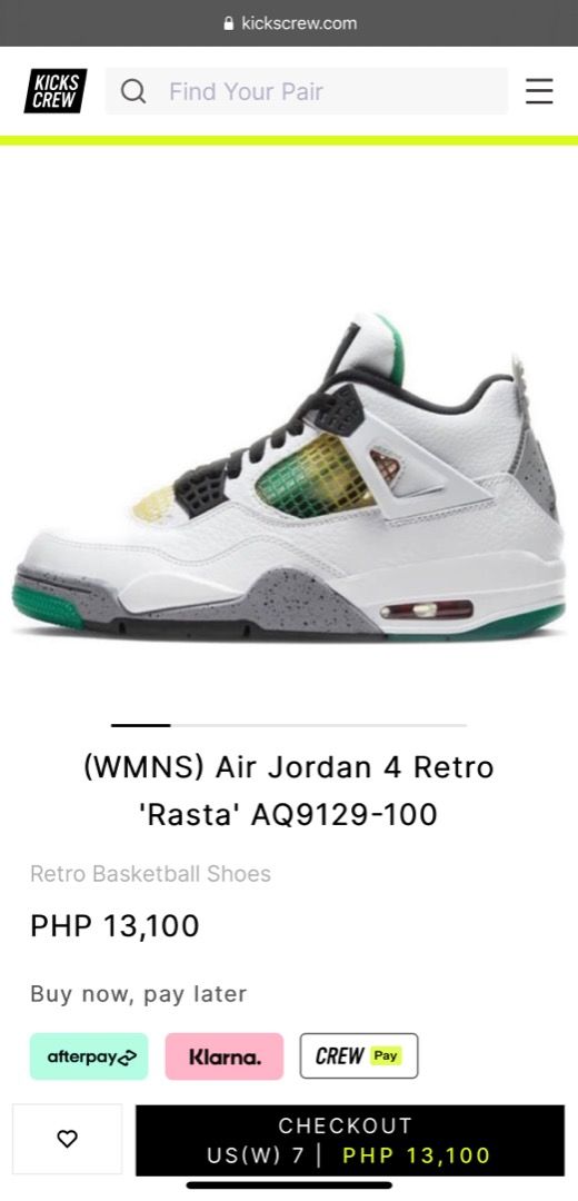 Air Jordan 4 Retro ‘Rasta’, Women's Fashion, Footwear, Sneakers on ...