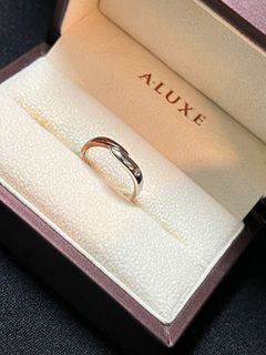 ALUXE 亞立詩鑽石 18K 白金 玫瑰金 戒指💍戒圍HK17 男生 男士