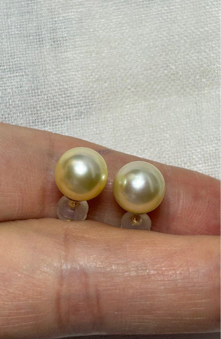 Australia gold pearl g18k gold stud earrings Women s Fashion