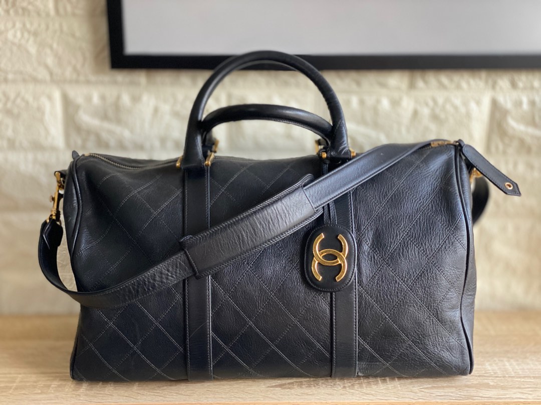 Authentic Chanel Black Vintage Quilted Duffle Bag Luxury Bags Wallets on Carousell