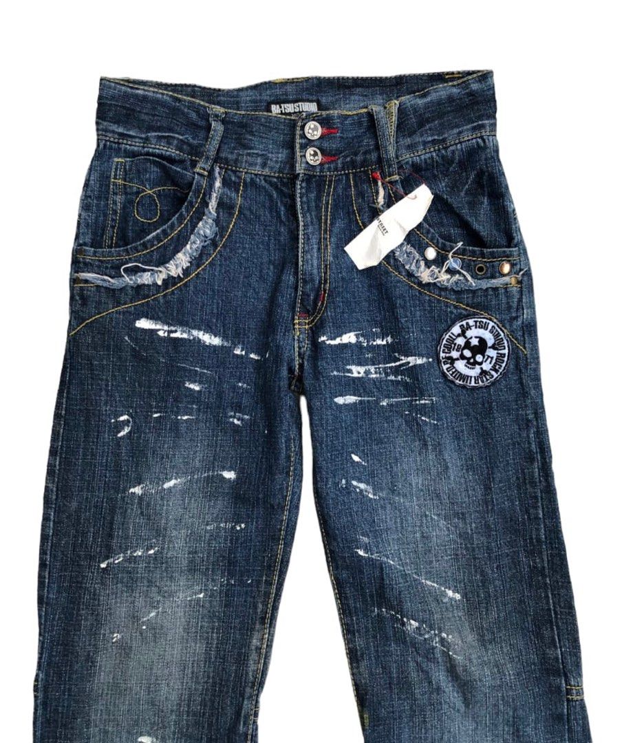 BATSU STUDIO XST LIMITED PATCHES JEANS, Fesyen Pria, Pakaian , Bawahan