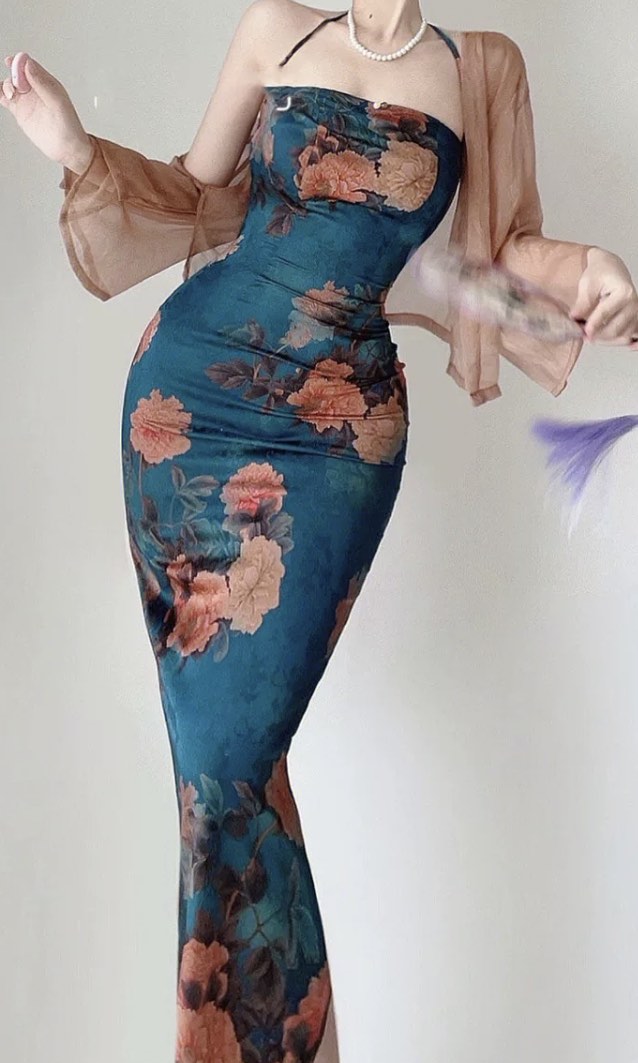 Oriental blue dress shop