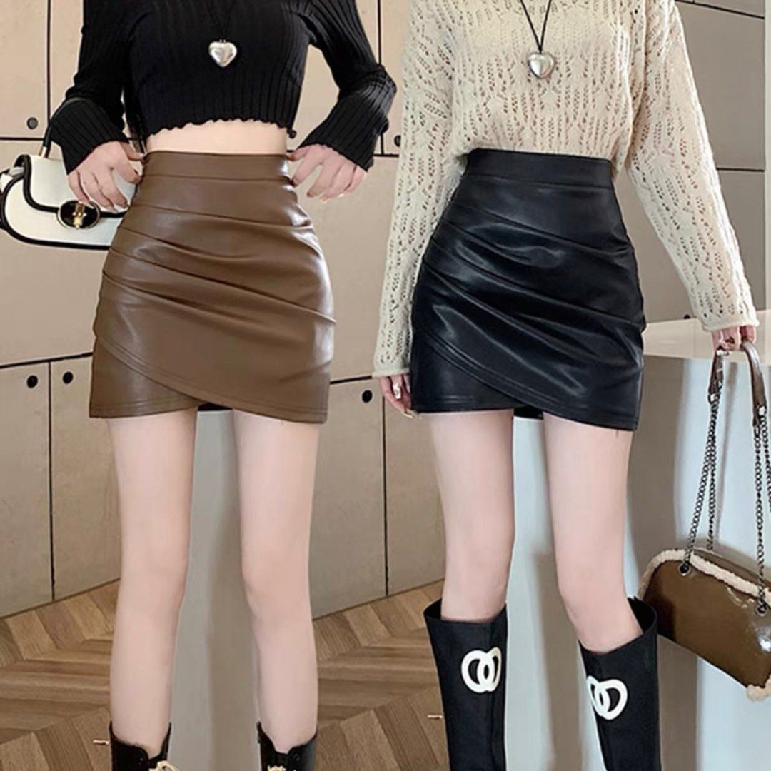 White pu hotsell leather skirt