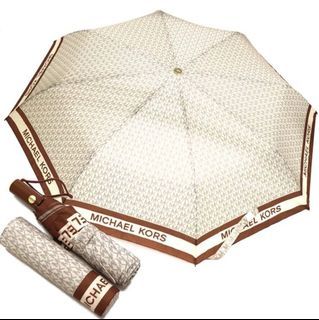 BRAND NEW AUTHENTIC INSTOCK MICHAEL KORS LOGO UMBRELLA 35F3GTFN4B SINATURE BROWN BEIGIE