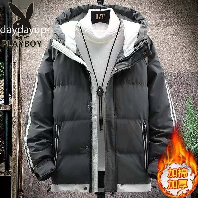 Men's Casual Down Padded Jacket Winter New Warm Thick Solid Color Stand  Collar Padded Jacket Korean Trend Fashion Padded Jacket