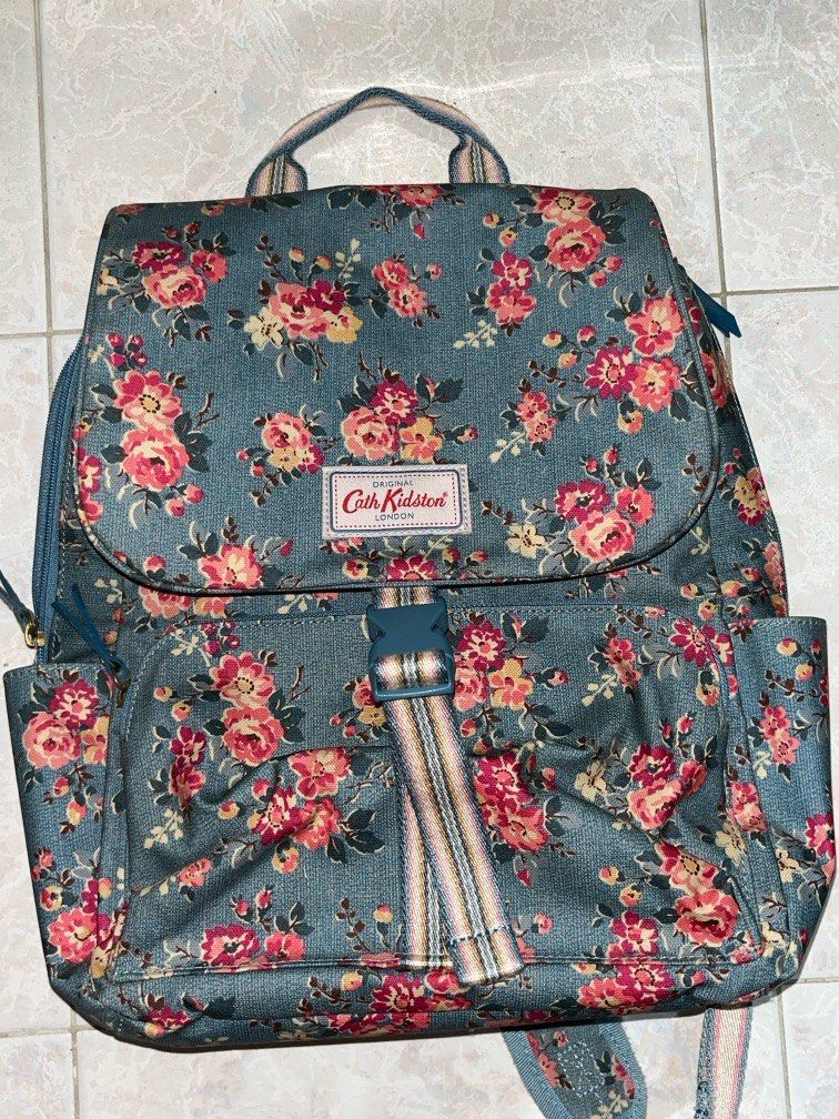 Cath Kidston Blue Foral Buckle Backpack Women s Fashion Bags