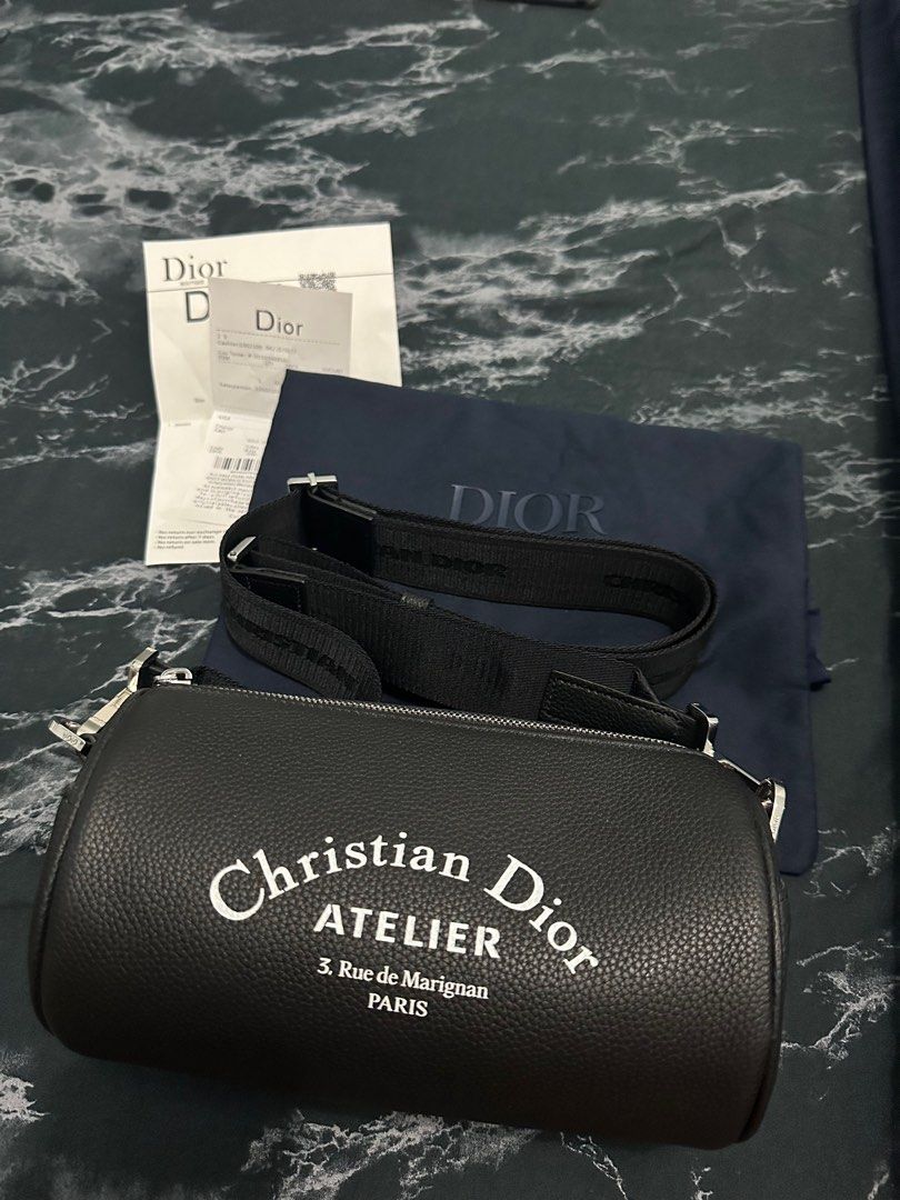 Christian dior atelier roller bag shoulder bag leather black