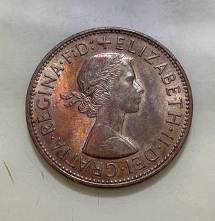 D1 - Christmas Gift Queen Elizabeth One Penny Coin Pendant or Keychain 1965