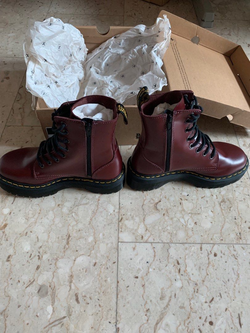 Dr Martens Boots Jadon cherry red rouge bouncing soles polish smooth 5 6 7 38