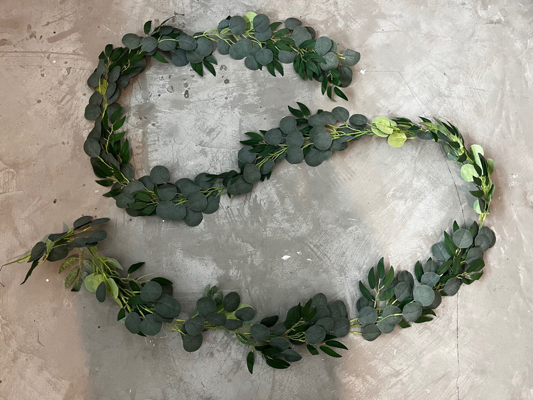 Faux Eucalyptus Garland (sale or rent) wedding prop, Furniture & Home