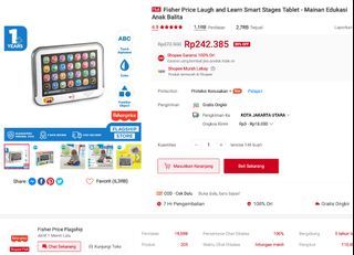 FISHER PRICE mainan tablet edukasi untuk balita