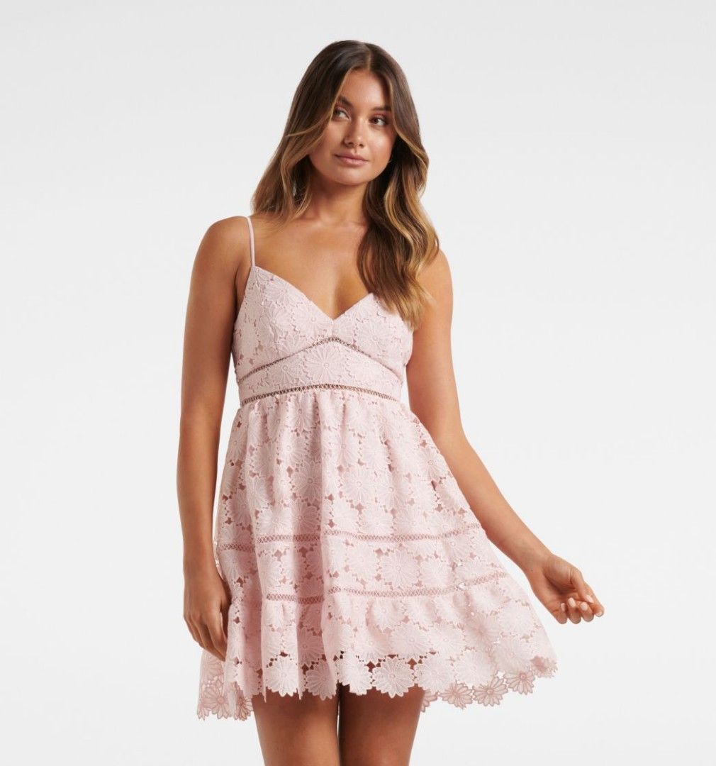 Forever New Dylan Lace Mini Dress in Blush UK 8
