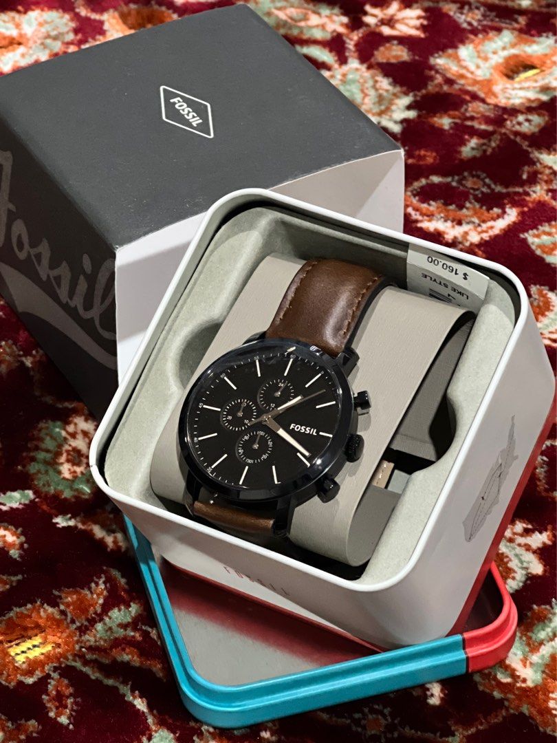 Jam Fossil luther chronograph brown leather watch Fesyen Pria