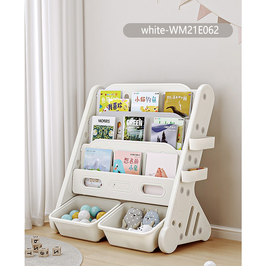 [FREE DELIVERY] 2 In 1 Kids Toddles Cute Large Book Shelf 4 Tiers Book ...