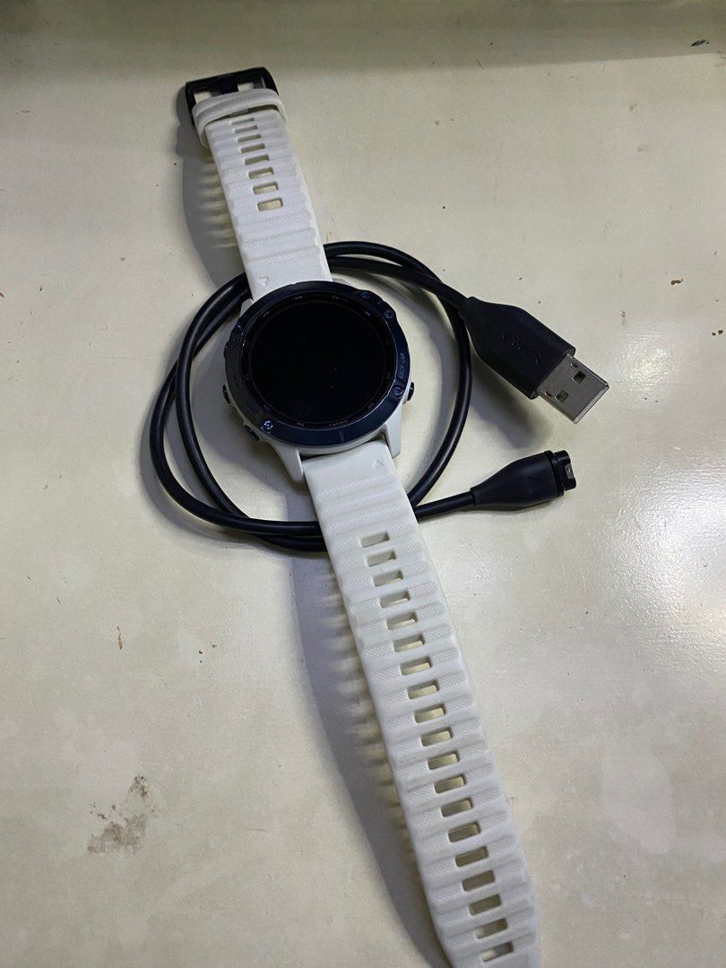 Garmin Fenix 7X Sapphire Solar Edition GPS Smartwatch 51mm Mineral Blue  Titanium Case with Whitestone Band