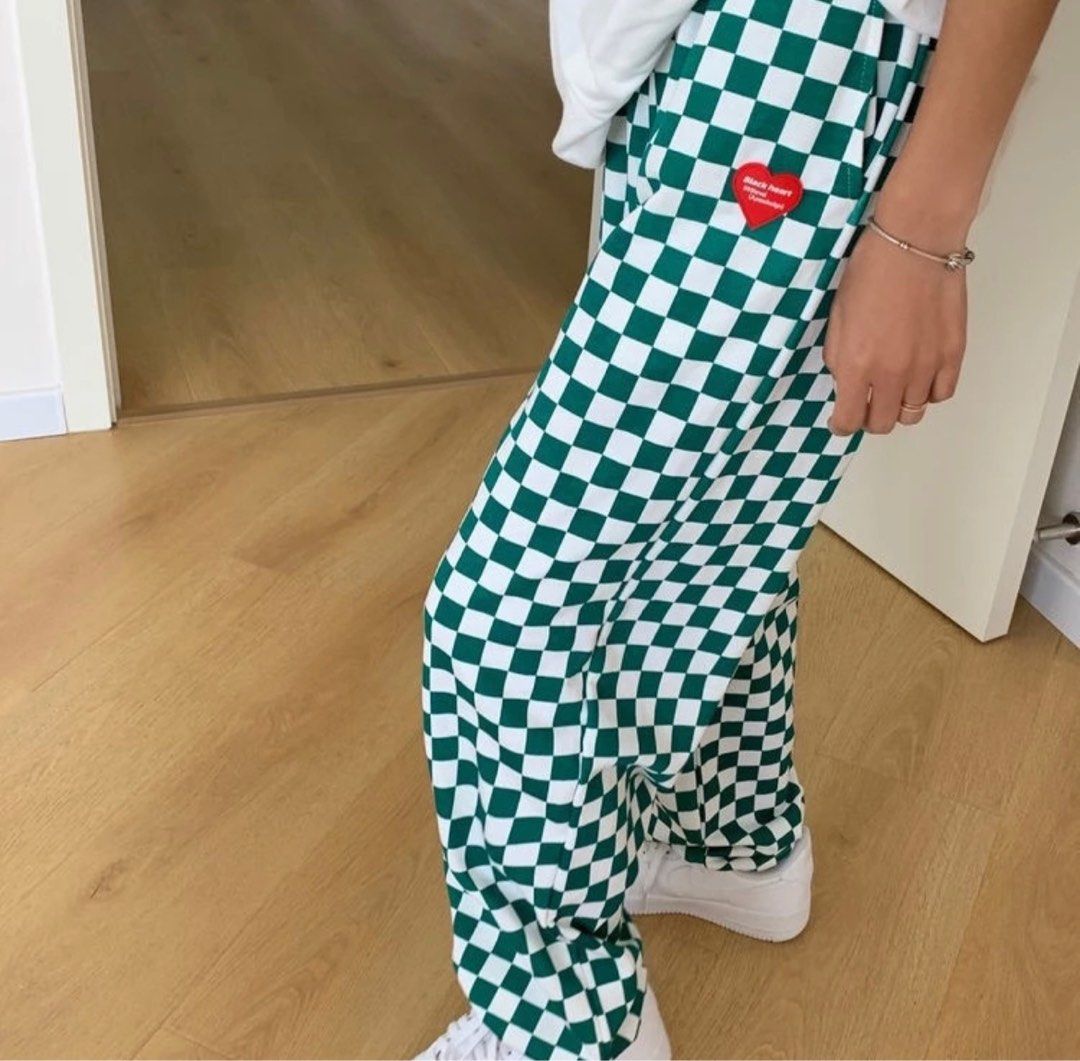 Checkered sales green pants
