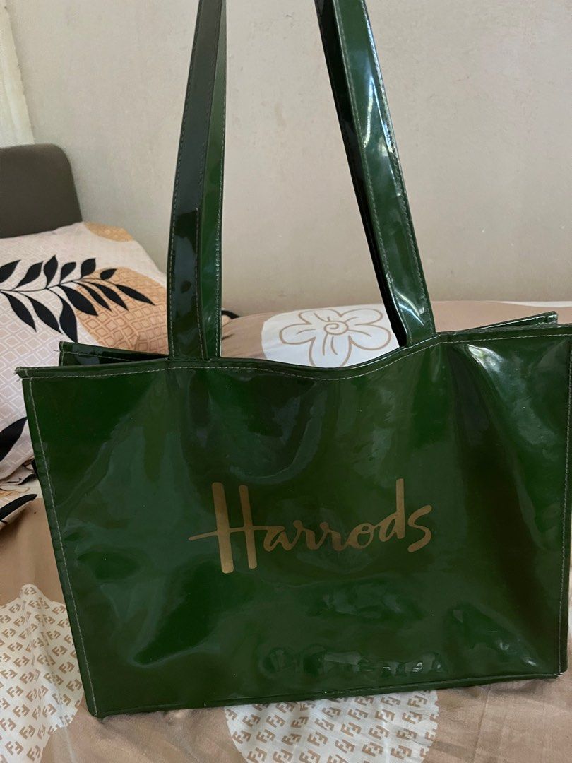 Womens Harrods green Logo Tote Bag