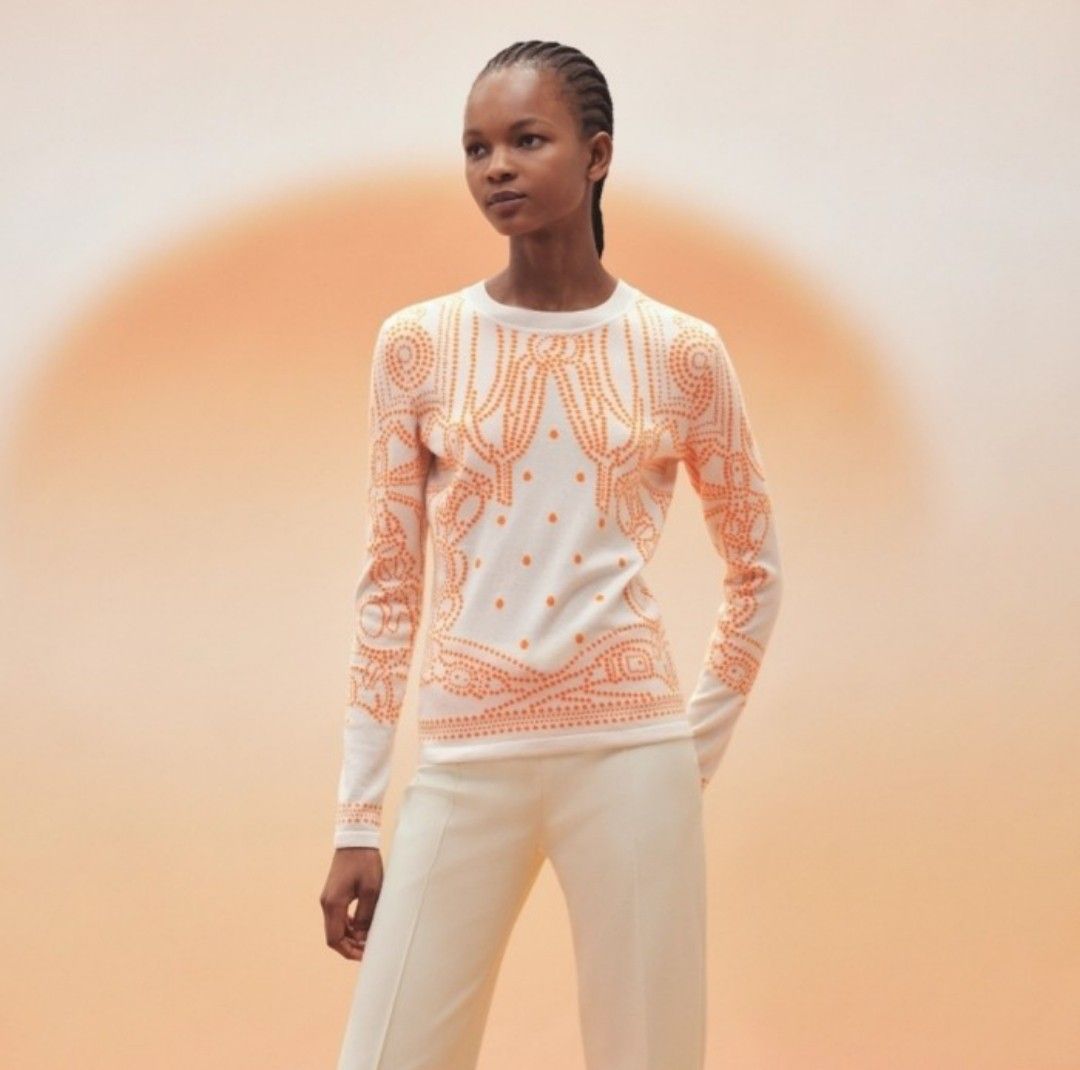 Hermes Brides De Gala Sweater Women Beige Tatami 36 Barang Mewah