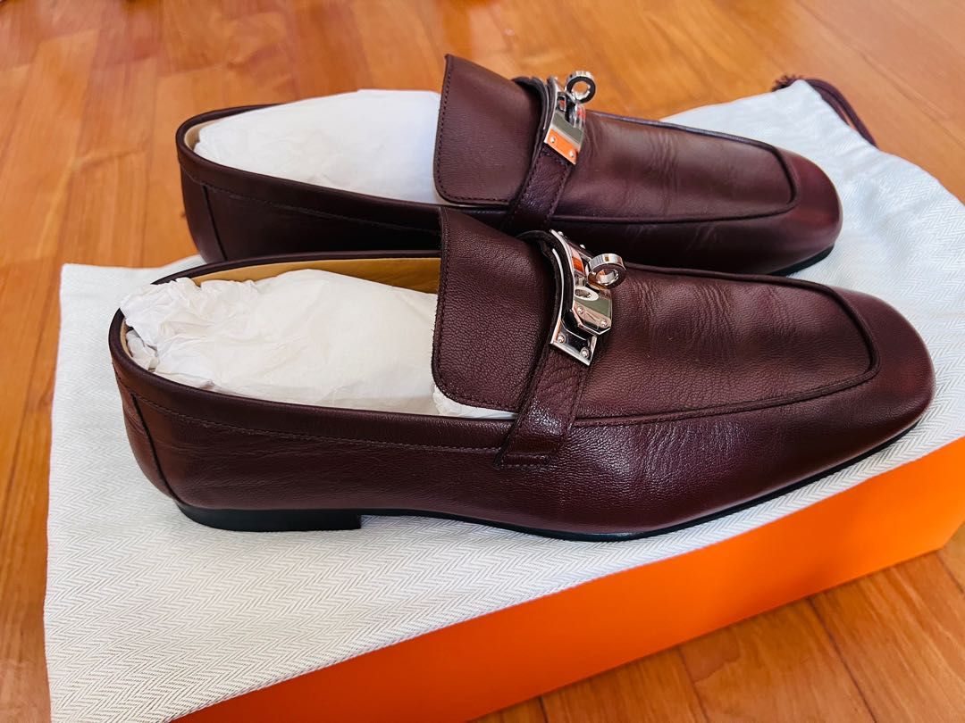 Hermes Men Brown Leather Moccasin Men s Fashion Footwear Dress