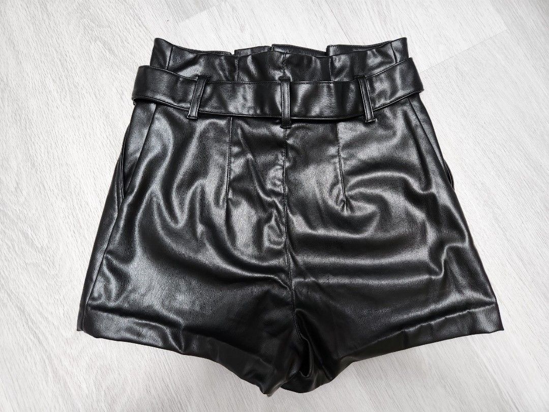 Pu black shorts on sale