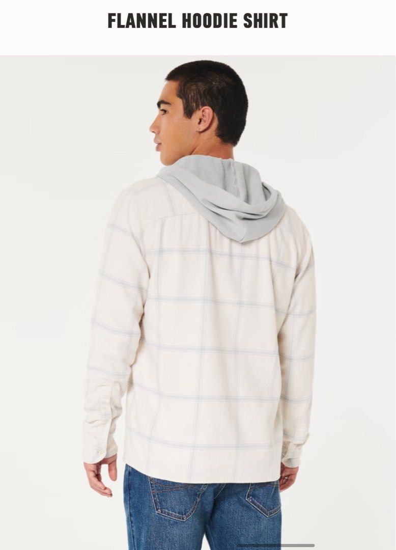 Hollister Flannel Shirt with Hoodie Size M Men s Fashion Tops