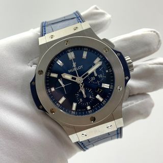 HUBLOT 301 SX 7170 LR BIG BANG STELL BLUE 44MM Y2018 W/CARD AUTO MENS WATCH 237041610 ;